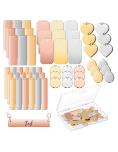 Hicarer 48 Etiquetas Metálicas en Blanco para Estampado DIY