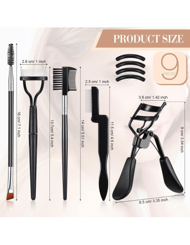 Rizador de Pestañas Perthlin con Kit de Cepillos y Peines