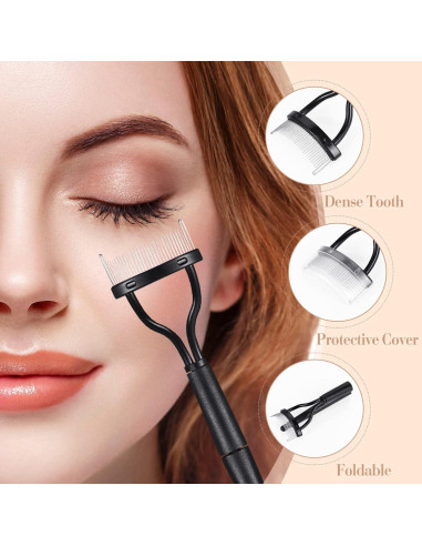 Rizador de Pestañas Perthlin con Kit de Cepillos y Peines