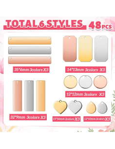 Hicarer 48 Etiquetas Metálicas en Blanco para Estampado DIY 2