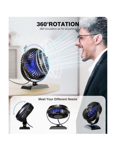 Ventilador de Escritorio JZCreater Mini USB 3 Velocidades Silencioso