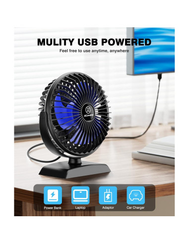 Ventilador de Escritorio JZCreater Mini USB 3 Velocidades Silencioso