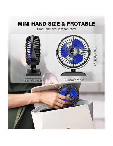 Ventilador de Escritorio JZCreater Mini USB 3 Velocidades Silencioso