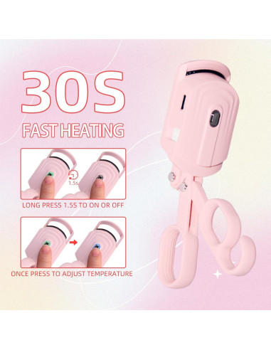 Rizador de Pestañas Calentado JINCUIY Rosa 3 Temperaturas