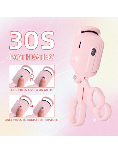 Rizador de Pestañas Calentado JINCUIY Rosa 3 Temperaturas