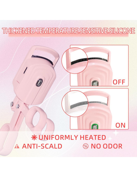 Rizador de Pestañas Calentado JINCUIY Rosa 3 Temperaturas