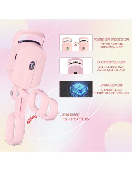 Rizador de Pestañas Calentado JINCUIY Rosa 3 Temperaturas