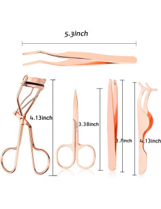 Kit de Herramientas para Pestañas Arroyner 5 Piezas Dorado Rosa 2