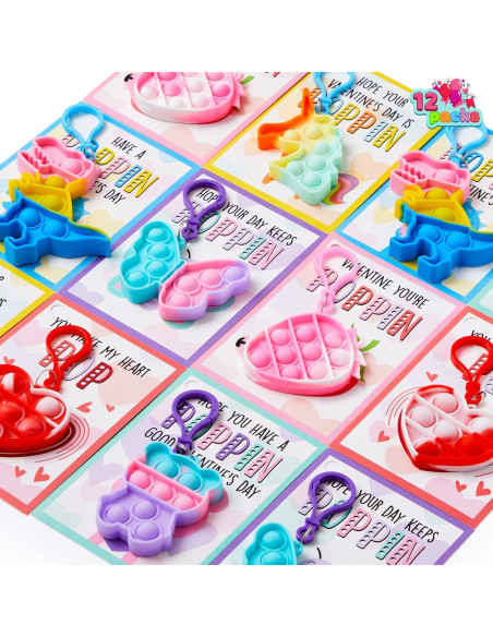 JOYIN 12 Juguetes Llave Pop Fidget Antiestrés Multicolor