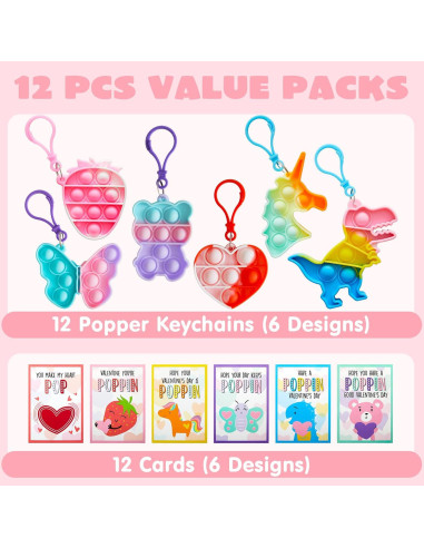 JOYIN 12 Juguetes Llave Pop Fidget Antiestrés Multicolor