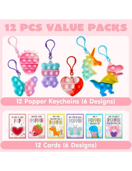 JOYIN 12 Juguetes Llave Pop Fidget Antiestrés Multicolor