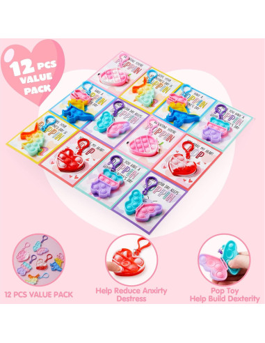 JOYIN 12 Juguetes Llave Pop Fidget Antiestrés Multicolor