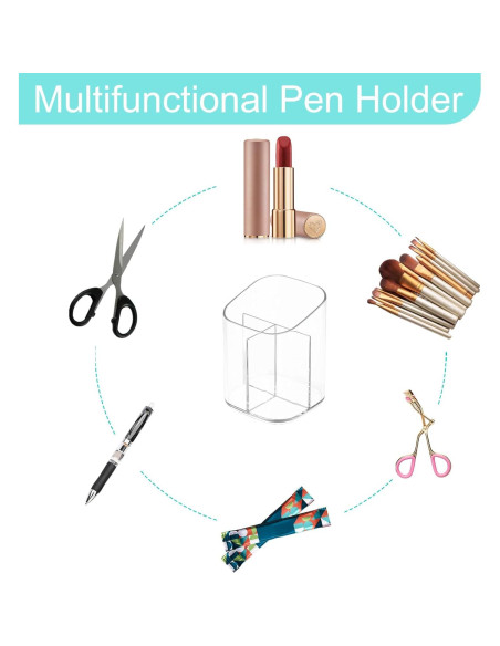 Soporte para lápices y bolígrafos Newkita acrílico transparente 3 ranuras