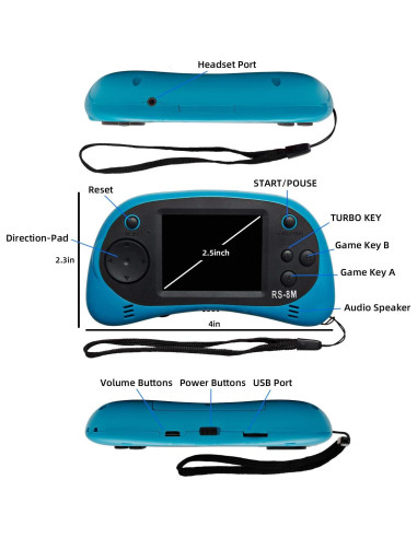 Consola de Videojuegos Portátil HuiSmart RS-8M 220 Juegos 2.8"