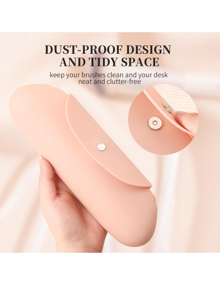 Estuche de Brochas de Maquillaje DUcare Rosa Silicona Impermeable Estuche de Brochas de Maquillaje DUcare Rosa Silicona Impermeable
