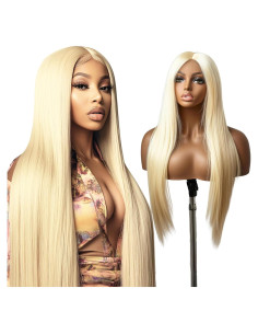 Peluca Frontal SIYUSI 76 cm Rubia 200% Densidad Cabello Humano