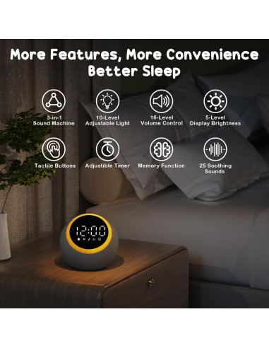 Máquina de Sonido Rohent SM01 - 25 Sonidos Relajantes