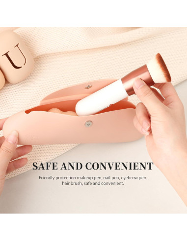 Estuche de Brochas de Maquillaje DUcare Rosa Silicona Impermeable