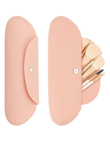 Estuche de Brochas de Maquillaje DUcare Rosa Silicona Impermeable