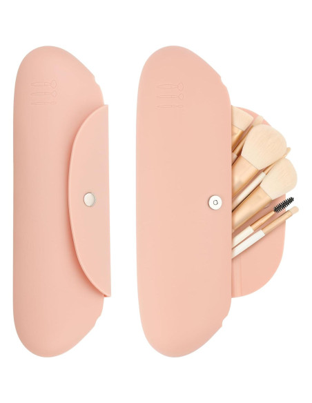 Estuche de Brochas de Maquillaje DUcare Rosa Silicona Impermeable Estuche de Brochas de Maquillaje DUcare Rosa Silicona Impermeable