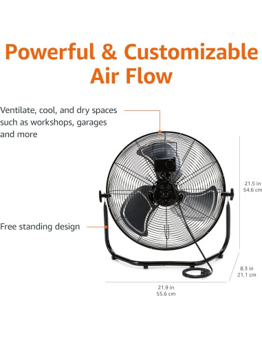 Ventilador de Pie Industrial Amazon Basics 45cm 3 Velocidades