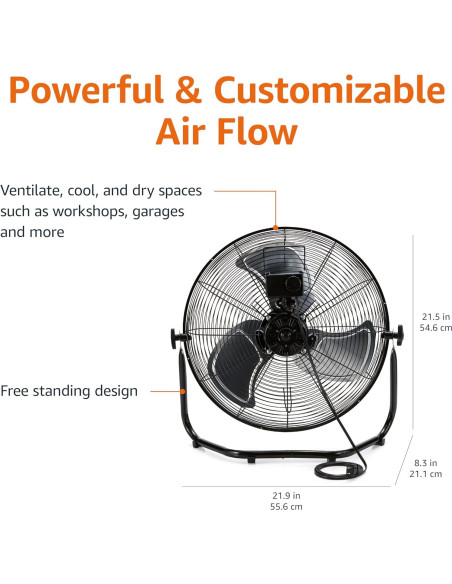 Ventilador de Pie Industrial Amazon Basics 45cm 3 Velocidades