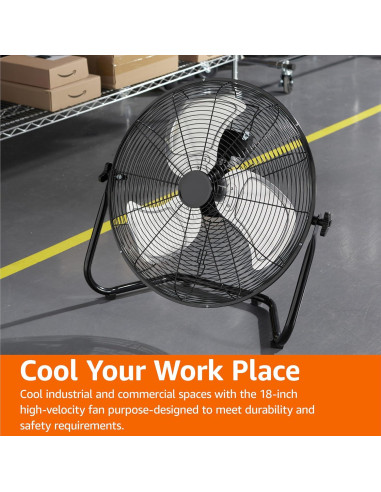 Ventilador de Pie Industrial Amazon Basics 45cm 3 Velocidades