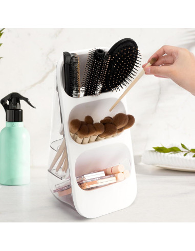 Organizador de Brochas de Maquillaje EXIN DECHEN Transparente 3 Niveles