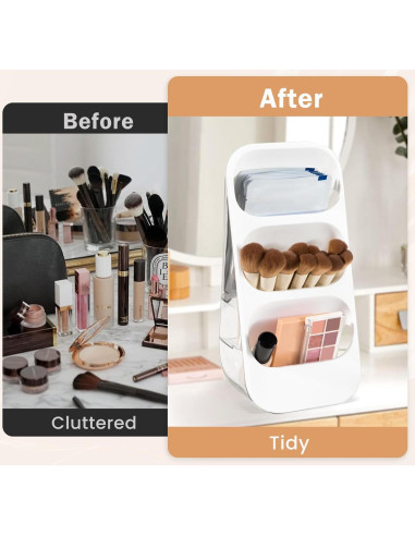 Organizador de Brochas de Maquillaje EXIN DECHEN Transparente 3 Niveles