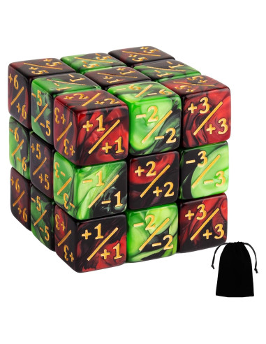 Juego de 24 Dados Contadores LAMJAM MTG Rubí y Esmeralda