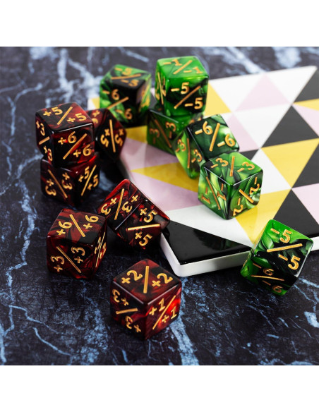 Juego de 24 Dados Contadores LAMJAM MTG Rubí y Esmeralda