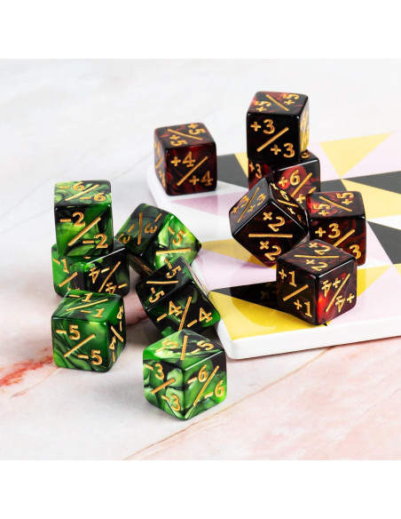 Juego de 24 Dados Contadores LAMJAM MTG Rubí y Esmeralda