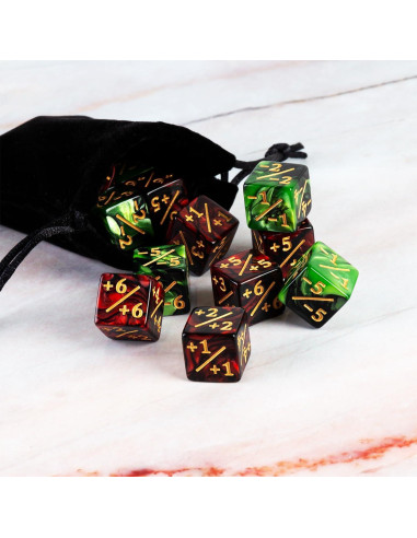 Juego de 24 Dados Contadores LAMJAM MTG Rubí y Esmeralda