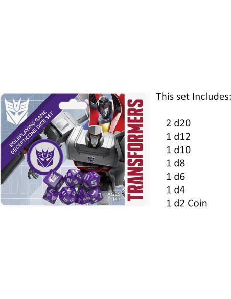 Conjunto de Dados Decepticon Transformers - 8 Piezas - Estudio de Juegos Renegado