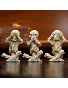 Conjunto 3 Estatuas Esqueletos OwMell Decoración Halloween 2