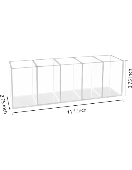 Soporte organizador de escritorio HSYMQ acrílico transparente 5 compartimentos Soporte organizador de escritorio HSYMQ acrílico transparente 5 compartimentos