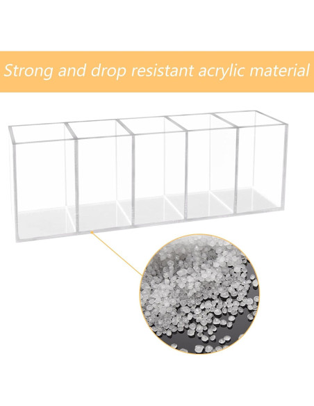 Soporte organizador de escritorio HSYMQ acrílico transparente 5 compartimentos Soporte organizador de escritorio HSYMQ acrílico transparente 5 compartimentos