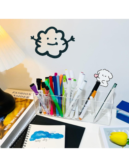 Soporte organizador de escritorio HSYMQ acrílico transparente 5 compartimentos Soporte organizador de escritorio HSYMQ acrílico transparente 5 compartimentos