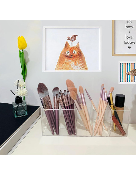 Soporte organizador de escritorio HSYMQ acrílico transparente 5 compartimentos Soporte organizador de escritorio HSYMQ acrílico transparente 5 compartimentos