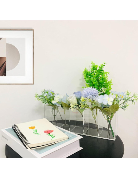 Soporte organizador de escritorio HSYMQ acrílico transparente 5 compartimentos Soporte organizador de escritorio HSYMQ acrílico transparente 5 compartimentos