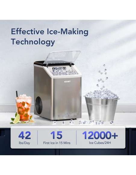 Máquina de Hielo Nugget KOVIET IM01 19kg/día Gris Plateado