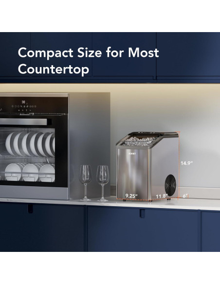 Máquina de Hielo Nugget KOVIET IM01 19kg/día Gris Plateado