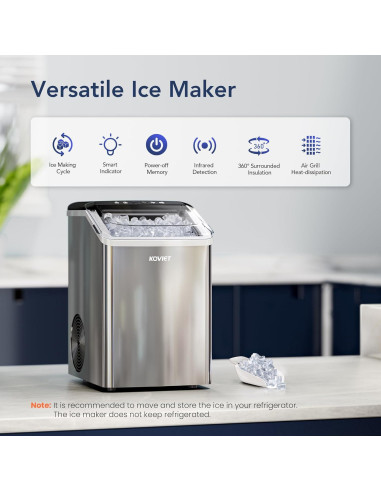 Máquina de Hielo Nugget KOVIET IM01 19kg/día Gris Plateado