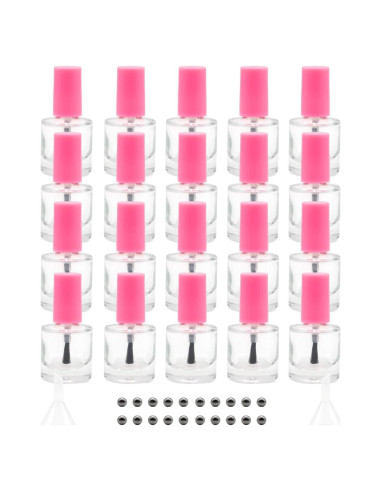 GTHER 20 Botellas de Vidrio Vacías 8ML para Esmalte de Uñas Rosa
