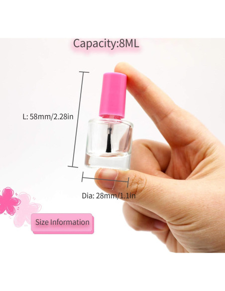 GTHER 20 Botellas de Vidrio Vacías 8ML para Esmalte de Uñas Rosa