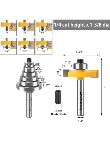 Juego de Fresas de Rebaje CHoiKWong 1/4" Mango Carburo