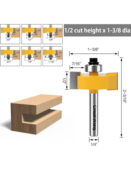 Juego de Fresas de Rebaje CHoiKWong 1/4" Mango Carburo