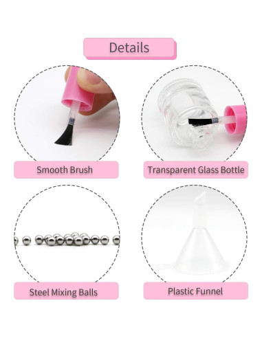 GTHER 20 Botellas de Vidrio Vacías 8ML para Esmalte de Uñas Rosa