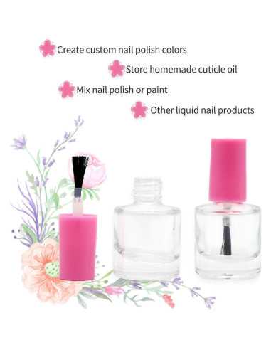 GTHER 20 Botellas de Vidrio Vacías 8ML para Esmalte de Uñas Rosa