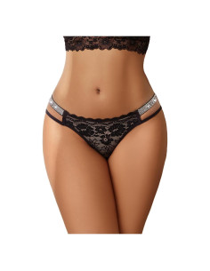 Bragas Sexy Avidlove de Algodón con Encaje Floral - Negro